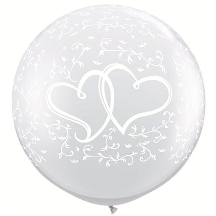 2 Ballons latex 3' Entwined Hearts Transparent - Qualatex
