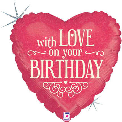 Ballon Aluminium 18″ With Love On Your Birthday – Grabo