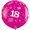 2 Ballons latex 3' Chiffre 18 Wild Berry - Qualatex