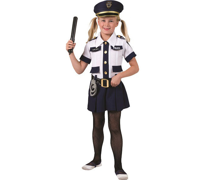 déguisement de policière bleu et blanc enfant taille 104cm