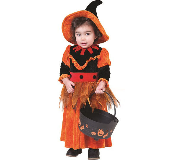 déguisement de sorcière orange enfant taille 98cm