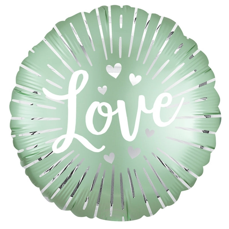 Ballon Aluminium Rond Amour Vert 17