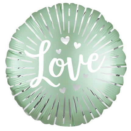 Ballon Aluminium Rond Amour Vert 17