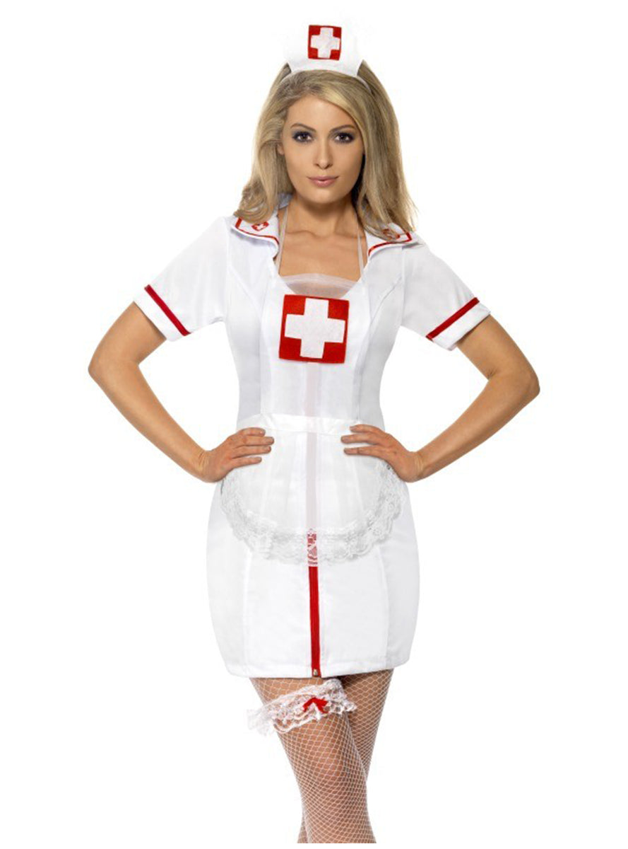 Kit d'infirmière sexy classique | coiffe, porte-jarretelles , tablier | J2F Shop