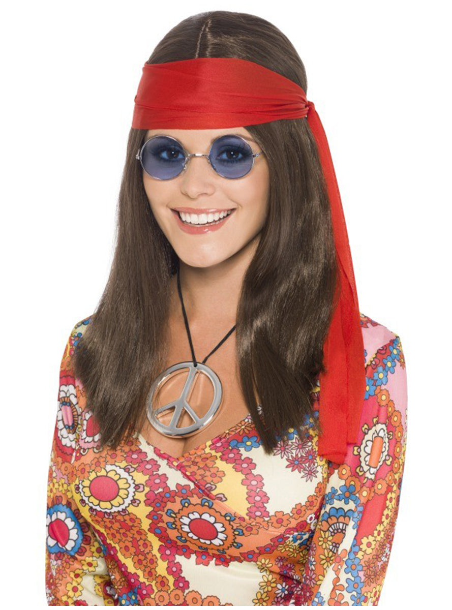 Kit de femme hippie | perruque, lunettes, médaillon , bandeau pour les cheveux | J2F Shop