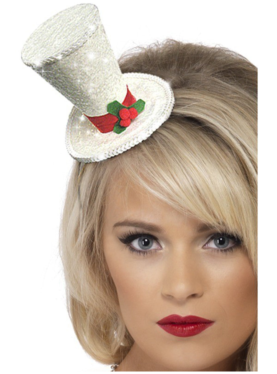 Diadème en chapeau de Noël blanc | diadème | J2F Shop