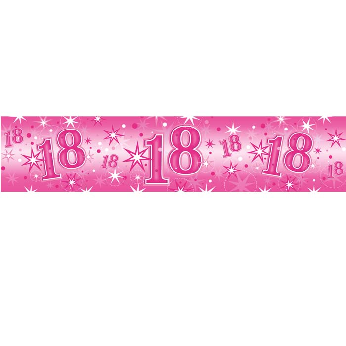 Banner Age 18 Pink Sparkle