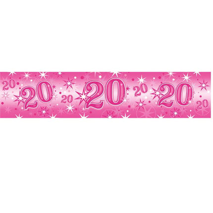 Banner Age 20 Pink Sparkle