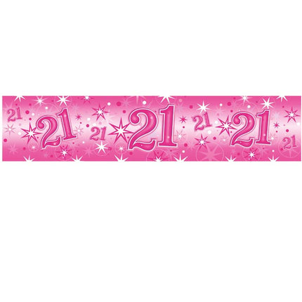 Banner Age 21 Pink Sparkle