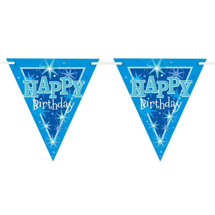 Flag Banner Happy Birthday Blue Sparkle