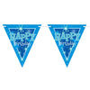 Flag Banner Happy Birthday Blue Sparkle