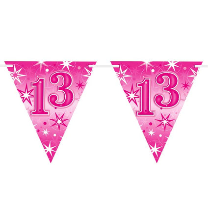 Flag Banner Age 13 Pink Sparkle