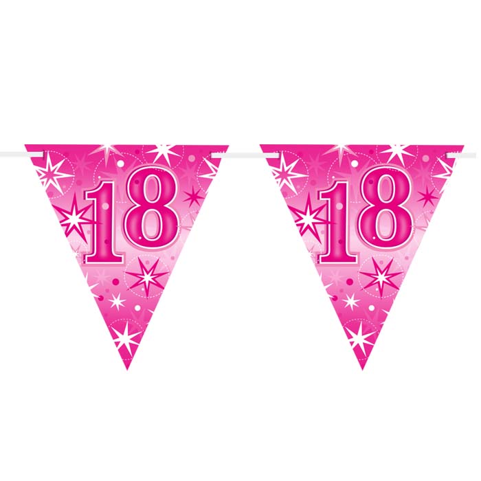 Flag Banner Age 18 Pink Sparkle