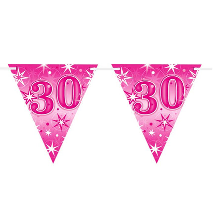 Flag Banner Age 30 Pink Sparkle