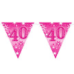 Flag Banner Age 40 Pink Sparkle