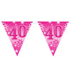 Flag Banner Age 40 Pink Sparkle