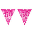 Flag Banner Age 50 Pink Sparkle