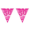 Flag Banner Age 50 Pink Sparkle