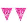 Flag Banner Age 60 Pink Sparkle