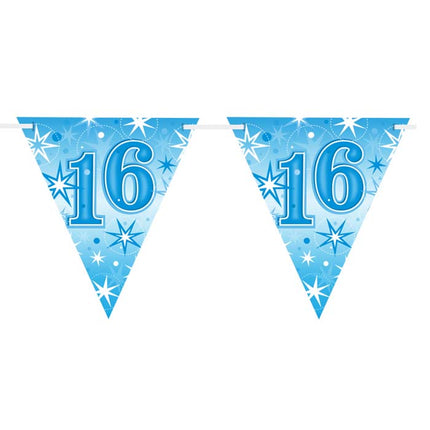 Flag Banner Age 16 Blue Sparkle