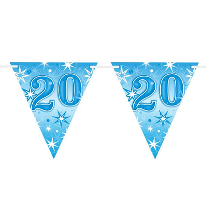 Flag Banner Age 20 Blue Sparkle