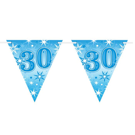 Flag Banner Age 30 Blue Sparkle