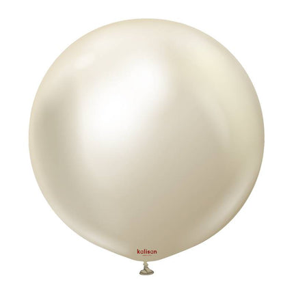 1 Ballon 60cm Mirror Or Blanc- Ballonrama