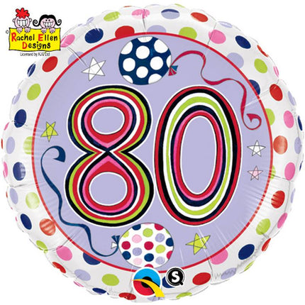 Ballon Aluminium 18″ 80 Polka Dots & Stripes – Qualatex