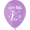 10 Ballons Latex HG95 Vive les Mariés Lilas - PMS