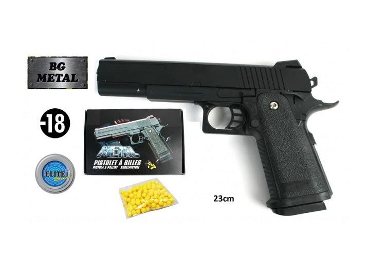 coffret pistolet à billes 23cm et 18 billes metal