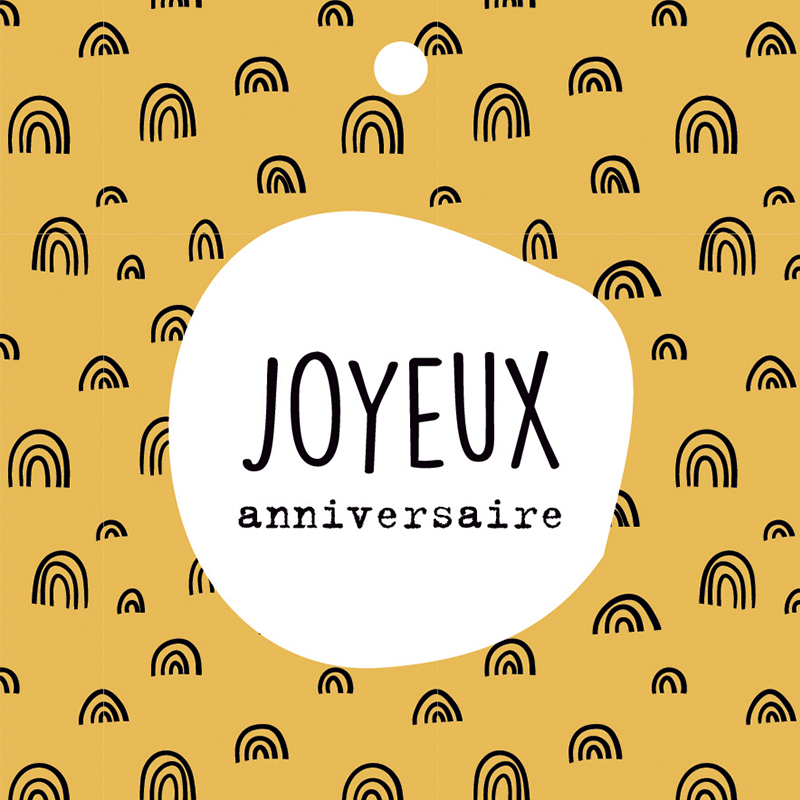 12 Cartes Carrées Anniversaire Jaune