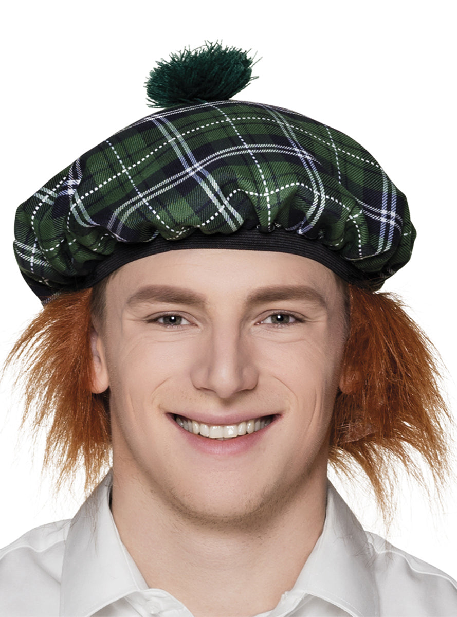 Chapeau écossais vert avec cheveux |  | J2F Shop
