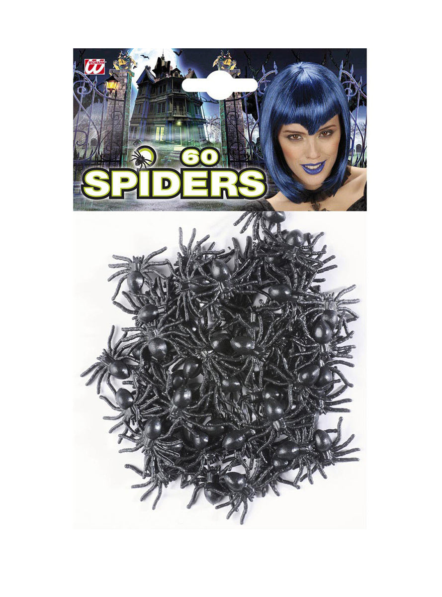 60 araignées noires Halloween | 60 araignées de plastique | J2F Shop