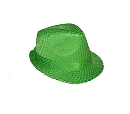 chapeau tribly à sequins néon fluo vert