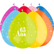 8 Ballons Latex HG95 65 Ans Assortis - PMS