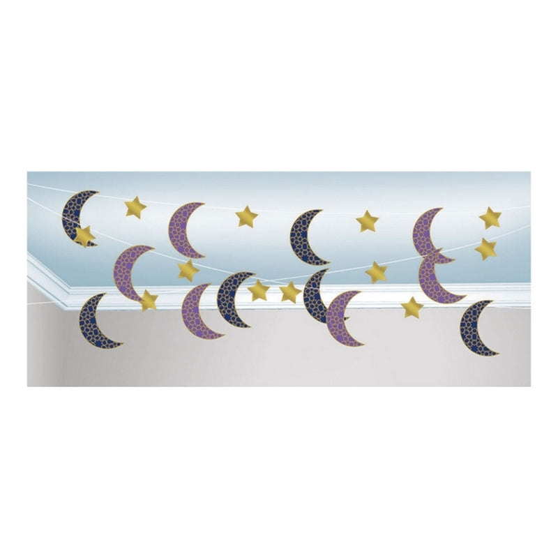6 Décorations Suspendus Aluminium Lune Eid - Amscan