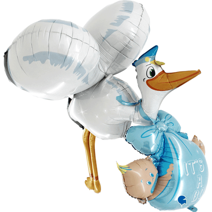 Ballon Aluminium 5' Baby Boy Stork– Grabo