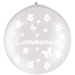 1 Ballon latex 3' Communion Pearl White/Perlé Blanc sens AIR