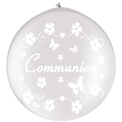 1 Ballon latex 3' Communion Pearl White/Perlé Blanc sens AIR