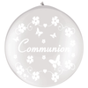 1 Ballon latex 3' Communion Pearl White/Perlé Blanc sens AIR