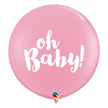 2 Ballons Latex 3' Oh Baby! Pink - Qualatex