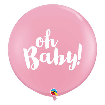 2 Ballons Latex 3' Oh Baby! Pink - Qualatex