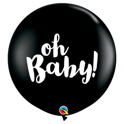2 Ballons Latex 3' Oh Baby! Onyx Black - Qualatex