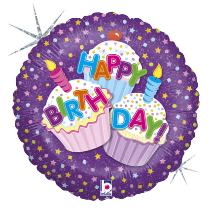 Ballon Aluminium 18″ Happy Birthday Cupcake – Grabo