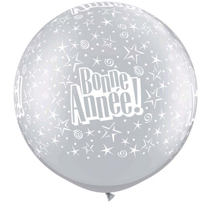 1 ballon latex 3' Bonne Année Argent
