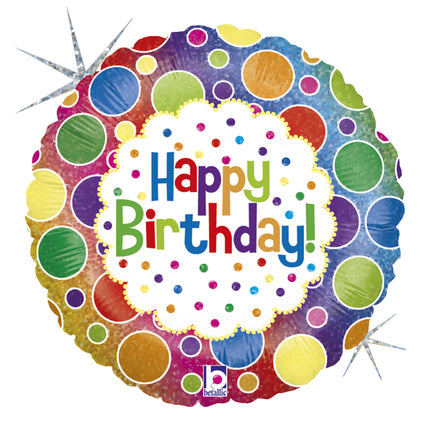Ballon Aluminium 18″ Rainbow Dots Birthday – Grabo