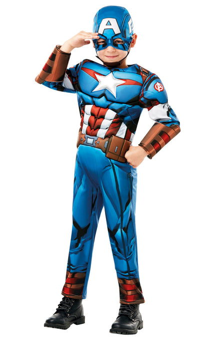 Déguisement Captain America deluxe enfant - Marvel | combinaison musclée , masque | J2F Shop