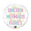 Ballon Aluminium 18″ Unicorn Mermaids Fairies - Qualatex