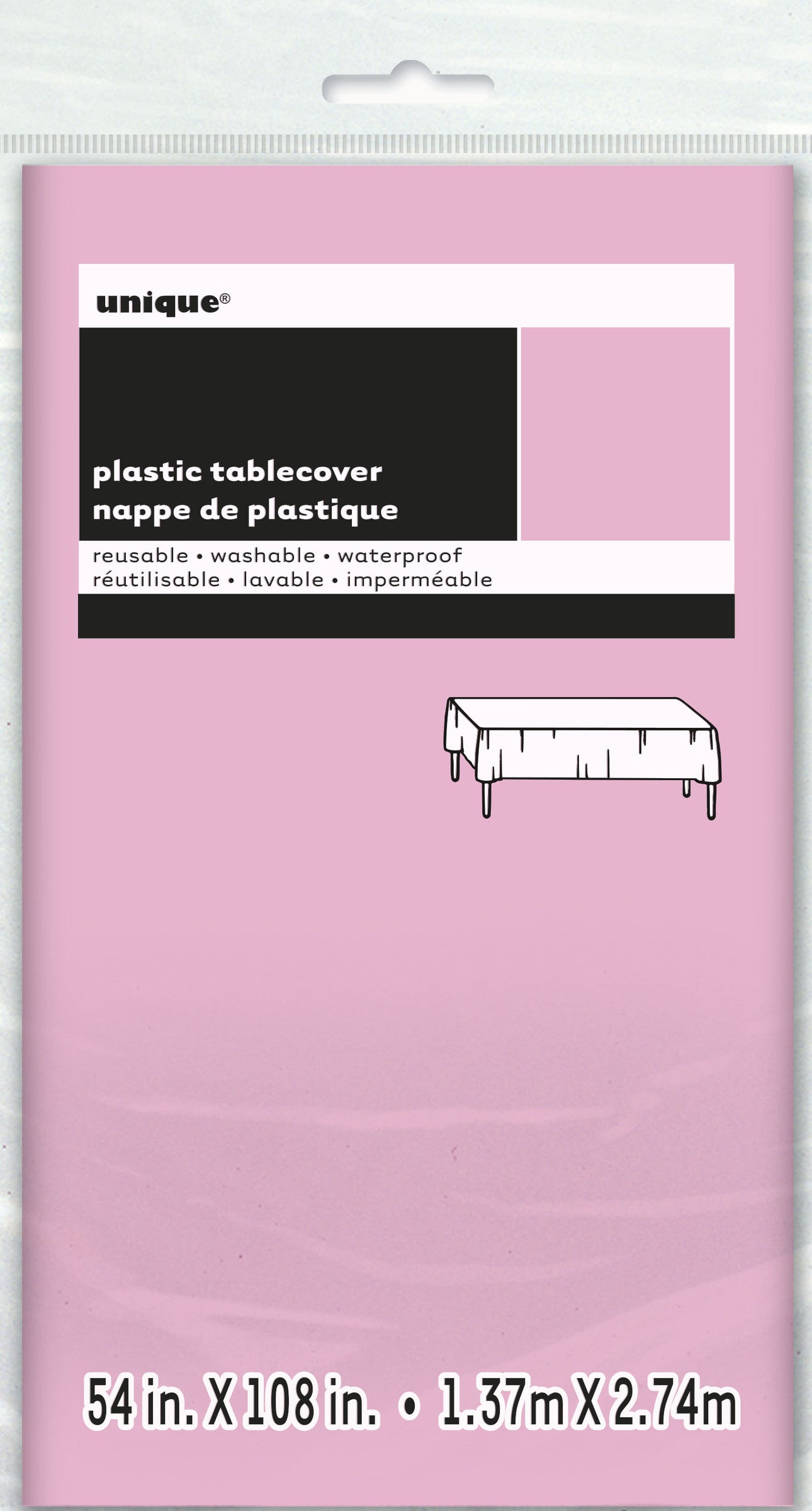 Nappe rose grande - Gamme couleur unie | 1 nappe en plastique de 137 cm x 274 cm | J2F Shop
