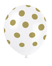 6 ballons blancs à pois dorés | 6 ballons en latex de 30 cm | J2F Shop